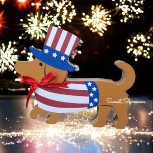 Patriotic Dachshund Dog Ween Doxie Americana 4th Of July Figure Decor New